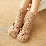 Cartoon Floor Winter Thick Polyester Fleece Fluffy Microfiber Women Fuzzy Socks.