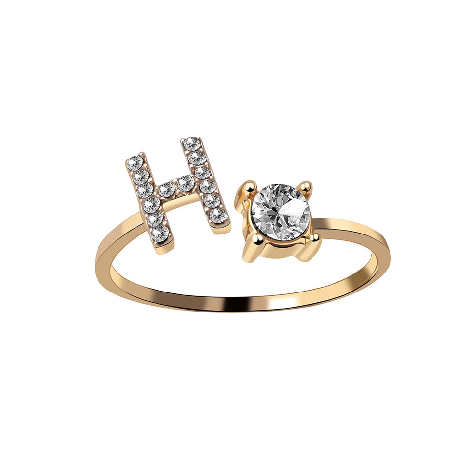New Design Adjustable 26 Initial Letter Ring Fashion Jewelry For Women Simple Elegant Jewelry.