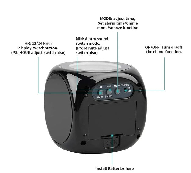 LED Projection Alarm Clock Digital LCD Display Voice Talking Weather Snooze USB