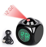 LED Projection Alarm Clock Digital LCD Display Voice Talking Weather Snooze USB