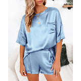 Pajama Set Short Sleeve Sleepwear Women Home Clothing.