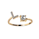 New Design Adjustable 26 Initial Letter Ring Fashion Jewelry For Women Simple Elegant Jewelry.