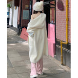 Hooded Fur Cardigan Coat Women's Spring Clothes, Thick Gentle Long Knitted Coat Handmade Clothing Hand Knit Outfit Of The Day.