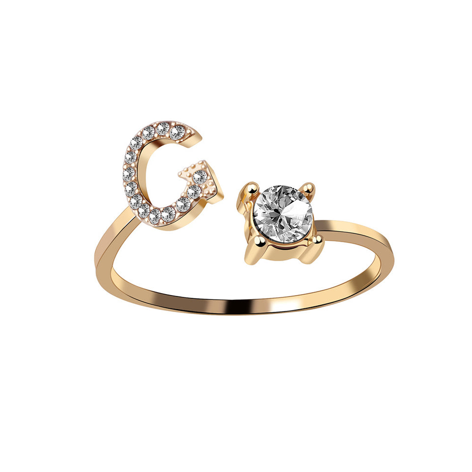 New Design Adjustable 26 Initial Letter Ring Fashion Jewelry For Women Simple Elegant Jewelry.