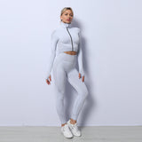 3PCS Yoga Set Seamless Sport Set Women Gym Clothing Leggings Women Crop Top Sports Bra.