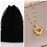 Double-layer Love Necklace With Rhinestones Titanium Steel Pendant Fashion Jewelry