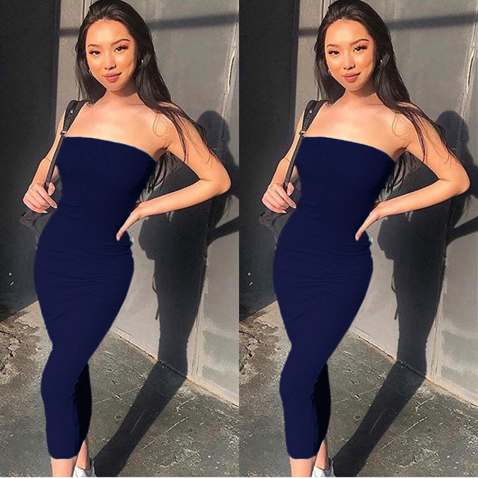 Sleeveless Wrapped Chest Long Beach Dress Women's Clothing Summer.