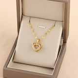 Double-layer Love Necklace With Rhinestones Titanium Steel Pendant Fashion Jewelry